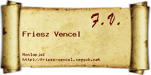 Friesz Vencel névjegykártya
